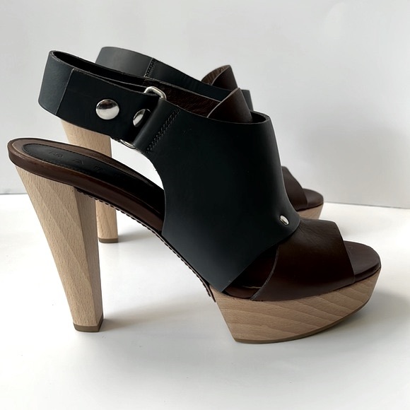 Marni Colorblock Leather Slingback Wood Platform Sandals, size: EU 40 US10 - Picture 5 of 12